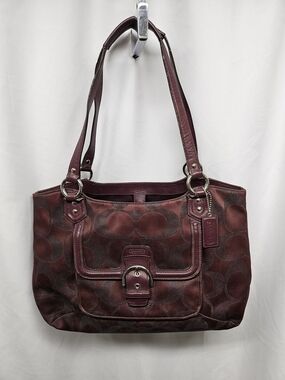 Coach Burgundy Signature Logo Shoulder Tote